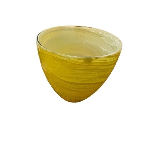 GLASBRUK SEA 8710004 Kosta Sweden Candy Tea Light Holder Yellow 4” With Box - Picture 5 of 9